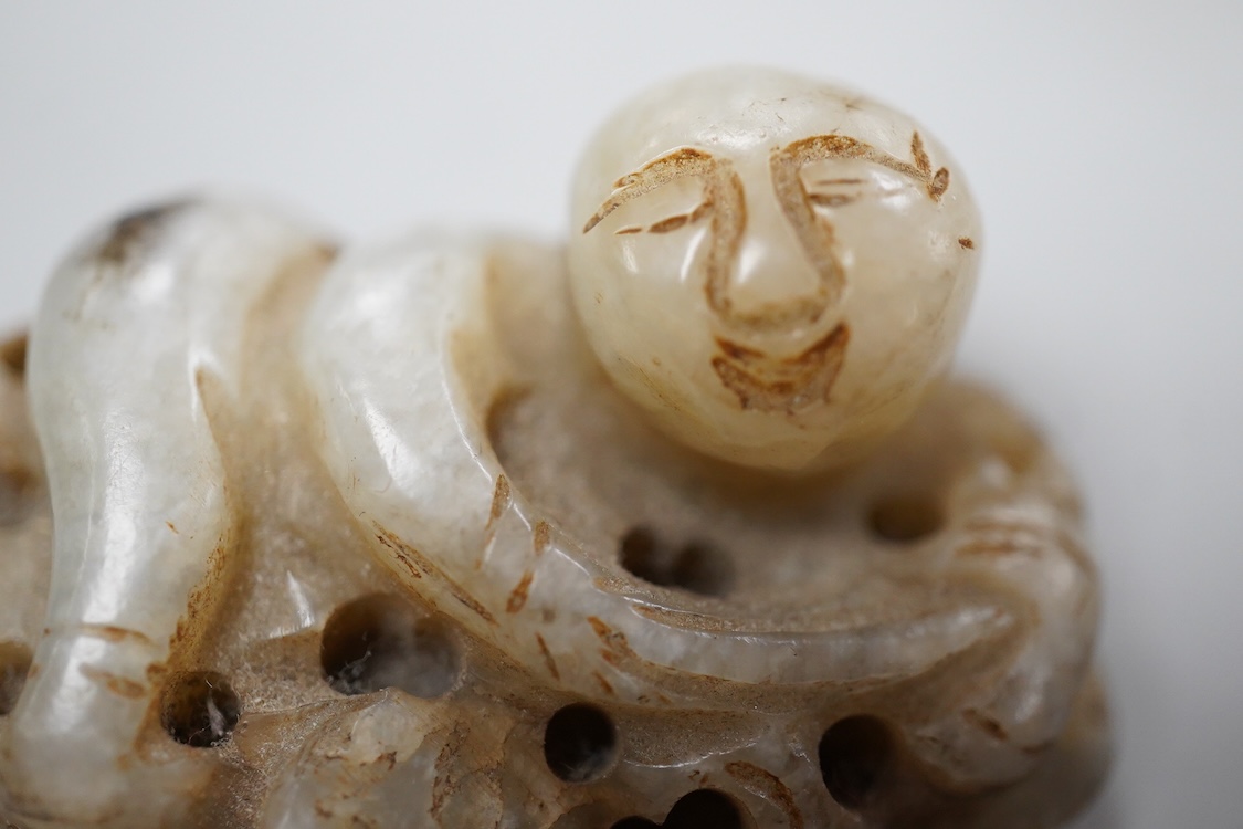 Two Chinese jade carvings, longest 8cm